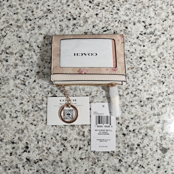 Coach Mini Skinny Id Case In Signature Canvas With Floral Print - Picture 6 of 7